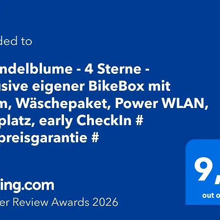 Apartman Lavendelblume - 4 Sterne - Inklusive Eigener Bikebox Mit Strom, Waeschepaket, Power Wlan, Parkplatz, Early Checkin # Bestpreisgarantie #